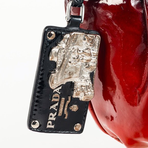 Prada Rosso & Argento Vernice Sfumata Gradient Patent Leather Handbag - Picture 8 of 14